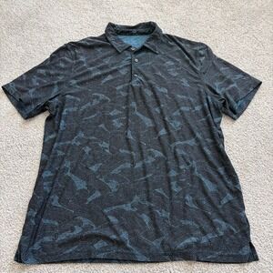 Reyn Spooner Performance Polo Mens L Blue Wave Short Sleeve Lightweight Beach